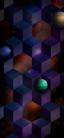 made a cool background for my phone featuring neptune jupiter and rando green planet