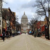Madison WI Capitol during the first Farmers Market of 