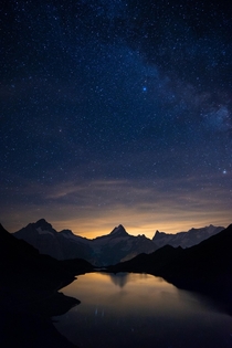 Magical starry night at Bachalpsee Switzerland 