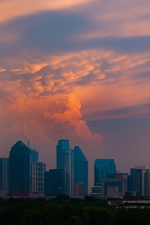 Mammatus clouds formed up over Downtown Dallas