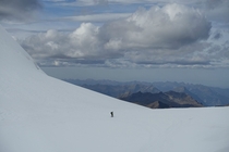 Man in hiking in the Alps Jungfrau Switzerland 