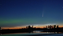Managed to capture comet NEOWISE and the Aurora Borealis up in the Canadian Prairies