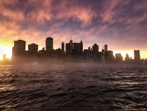 Manhattan Sunset after a massive rainstorm Taken from Brooklyn Pier  while on assignment iPhone  Unreal light May 