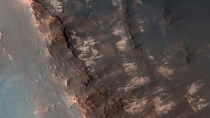 Martian Terrain - Layered Bedrock near Oyama Crater