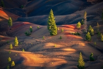 Mesmerizing Painted Dunes in Lassen Volcanic National Park California glowing during sunset 