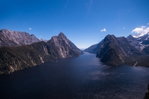 Milford Sound New Zealand from the air 