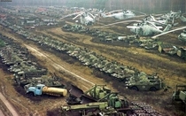 Military vehicles used to clean up Chernobyl abandoned for some reason this was in wtf 