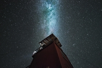 Milky Way Aligned w the Cliff Drive Fire Watchtower Keweenaw Peninsula MI 