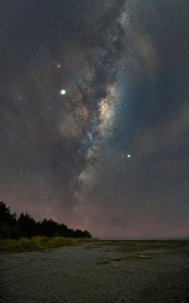 Milky Way and sea mist at Kairaki Beach Canterbury New Zealand 
