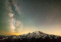 Milky Way and shooting star over Mt Rainier WA x 