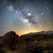 Milky Way giving way to the rising sun Lone Pine CA 