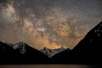 Milky Way lighting up Chilliwack Lake BC Canada 