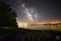 Milky Way over Lake Tahoe last week And Lupines 