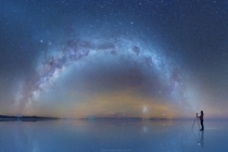 Milky Way Reflected in Altiplano Bolivia Salt Flats photographed by Daniel Kordan x