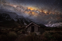 Milky Way rising over Aoraki National Park in New Zealand 