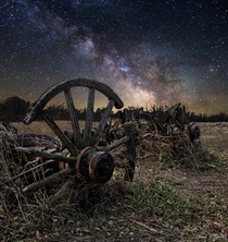 Milky Way Stars shine bright over this long forgotten wagon in a field somewhere in Central South Dakota  Photo by Aaron J Groen