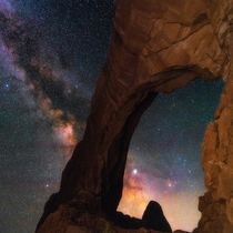 Milkyway through North Window Arch Arches National Park Utah 