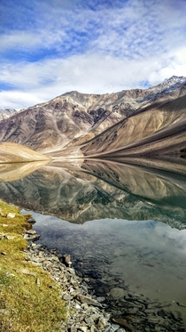 Mirror Dimension at Chandra Lake Spiti Vally Himachal India  
