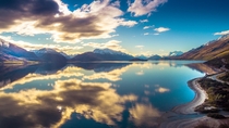 mirrored lake Queenstown New Zealand 