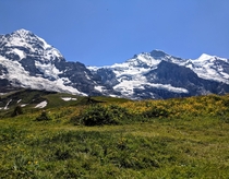 Mnch and Jungfrau on a cloudless summer day Kleine Scheidegg Berner Oberland 