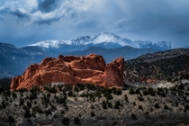 Moody day at Garden of the Gods in Colorado 