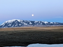 Moon during the sunrise in Wyoming 