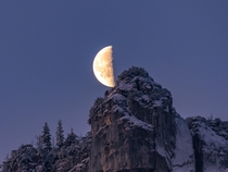 Moon over the Bavarian Alps OC 