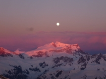 Moon setting over the Andes as seen from a Chilean Peak at sunrise 
