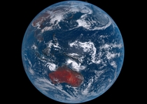 Moon visible behind the earth Himawari  weather satellite