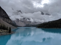 Moraine Lake with Clouds Sliver of heaven on Earth Banff National Park Canada 