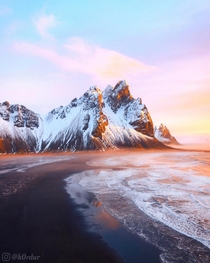 Morning Glow  - Beautiful sunrise by Vestrahorn Southeast Iceland  - Instagram hrdur