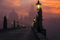 Morning on the Charles Bridge in Prague  photo by Markus Grunau xpost rbridgeporn