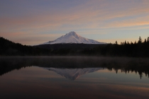 Mount Hood at Sunrise Reflected In Trillium Lakes Waters 