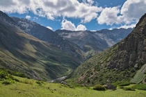 Mountainous Valley on Annapurna Circuit Track Nepal 