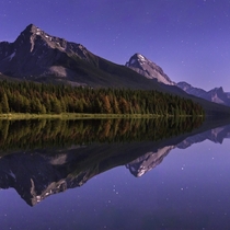Mountains Under the Moonlight in Canada 