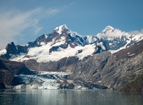 Mounts Wilbur and Orville over Johns Hopkins Glacier Glacier Bay Alaska 