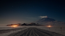 Mt Erebus in the deepest Antarctic winter  Photographed by Anthony B Powell