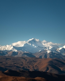 Mt Everest seen from the Rongbukpass in Tibet on my way to Basecamp  