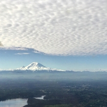 Mt Rainier from under cloud blankets 