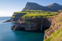 Mulafossur Waterfall in the Faroe Islands 