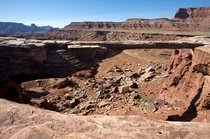 Musselman Arch Canyonlands  Actually a natural bridge its five feet thick six feet wide  feet long and  feet down
