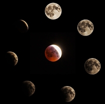 My eclipse and Blood Moon collage from Puyallup Washington 