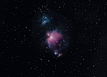 My first deep sky object The Orion nebula and the running Man Nebula Stacked about  frames