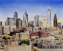 My watercolor painting of Philly skyline x