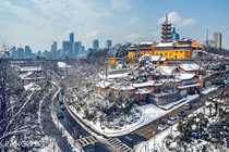 Nanjing China Views of  seasons of skylines and Jiming Temple from City Walls