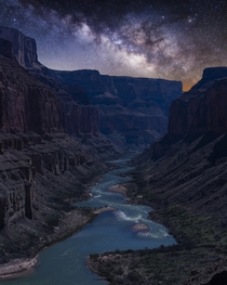 Nankoweap at Night the Colorado River as seen below Nankoweap in the Grand Canyon at night Arizona US by Matt Payne 