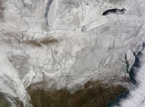 NASA satellites picture of snow across the eastern United States on Feb  at  UTC 