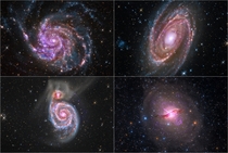 NASAs Quartet of Galaxies project combines optical data from amateur telescopes with data from the archives of NASA missions Clockwise from top-left M the Pinwheel Galaxy M Centaurus A and M the Whirlpool Galaxy M is in the process of eating a smaller gal