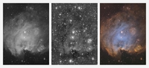 NGC  in visible light Near Infrared and SIIHaOIII narrow band 