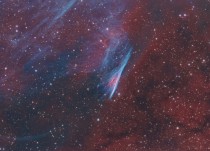 NGC  The Pencil Nebula -- Part of the Vela supernova remnant this interstellar shock wave plows through space at over  kilometers per hour moving left to right 